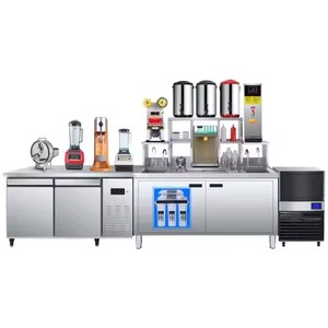 Restaurant Bubble Tea <b>Work</b> <b>Station</b> Stainless Steel Milk shop Tea Counter coffee bar refrigeration equipment container bar - Product Image 2