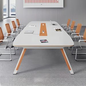 โต๊ะประชุมทรงสี่เหลี่ยมผืนผ้า โต๊ะประชุมสำนักงานทันสมัย พร้อมปลั๊กไฟฟ้า ดีไซน์มั่นคง สำหรับใช้ในห้องประชุม - Product Image 2
