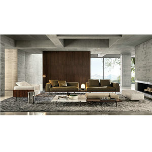 أريكة إيطالية كلاسيكية أنيقة أطول بجلد المفروشات وأريكة من الخشب وحدات أثاث غرفة المعيشة صالة كراسي داخلية - Product Image 3