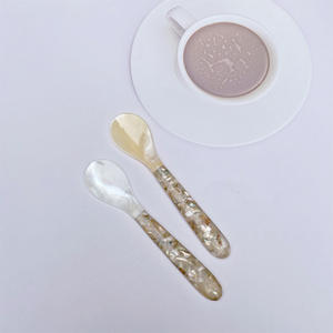 16cm Mango floral Postre Snack Tenedor Cuchara de concha de almeja de perla de alta calidad Vajilla <span class=keywords><strong>fina</strong></span> desechable - Product Image 3