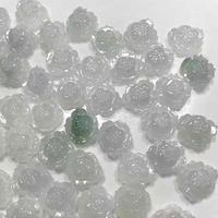 Icy jenis a bunga giok lubang atas liontin Jadeite 16mm asli giok Lotus liontin Myanmar penyembuhan liontin