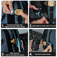 Clip de fixation rapide pour sangle de sac à dos photo – Maintient les appareils photo reflex numériques et compacts en position sécurisée et stable – Support de sangle pour sac à dos photo