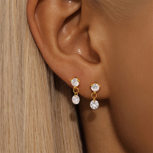 Pendientes de Plata de Ley S925 Chapados en Oro de 18k con Circonita en Forma de Gota de Agua para Niñas - Product Image 6