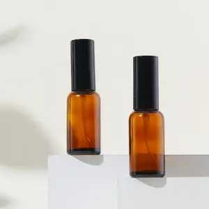 30ML 다크 브라운 유리 스프레이 병 블랙 뚜껑 다목적 토너 에센스 여행 포장 온-더-이동 필수품 다양 한