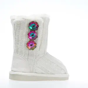 Boots Kids Snow Winter knit Boots With rhinestone button warm fashion boots