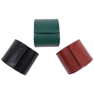 Sang Trọng Màu Đen Nâu Màu Xanh Lá Cây PU Da Đồng Hồ Duy Nhất Bao Bì Nhung Mềm Gối Với Nút Khóa Biểu Tượng Tùy Chỉnh Bán Buôn Cuộn Túi - Product Image 5
