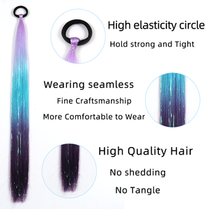 Extensiones de oropel de alta calidad de 24 pulgadas, cola de caballo larga y recta, cola de caballo falsa, postizo único, fibra de alta temperatura - Product Image 3