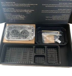 Boîte à barbecue en papier pour grillades Yakitori, avec compartiment à charbon intégré, ensemble de brochettes, kebabs, rôtis, emballage - Product Image 6