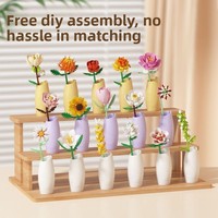 Nuevo Producto Aprobado por Influencers: Ramo de Rosas y Peonías Artificiales de Plástico, Modelo de Adorno, Juguete de Construcción DIY de 40 Piezas de Mini Partículas