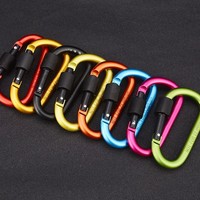 Mousqueton en forme de D avec verrouillage à vis, en aluminium, pour randonnée, camping, porte-clés, EDC