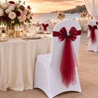 Nœuds de chaise pré-noués en gros avec queues en tulle, rubans de chaise pour la décoration de mariages, banquets, réceptions et événements