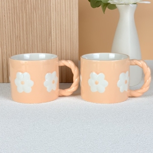12OZ Hand-painted Classic Ceramic Bone China Mugs Flower Patterns Microwave Dishwasher Safe Camping Use Reusable Gift <b>Cups</b> <b>Sets</b> - Product Image 5