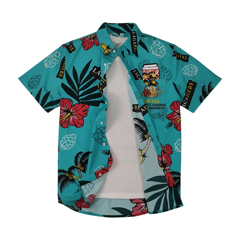 Summer Casual Custom Cotton Button Up Short Sleeve Hawaiian Shirt