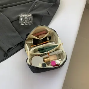 Diskon besar penyimpanan portabel dapat digunakan kembali bersinar tahan lama ritsleting Makeup tahan air perlengkapan mandi tas kosmetik gantung untuk wanita