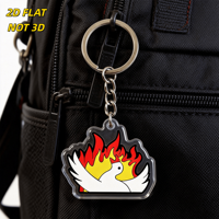 Porte-clés en acrylique Flaming Dove, découpé, oiseau de la paix aux ailes de feu, pour les gamers, les fans d'anime, les amateurs d'art symbolique, pendentif transparent et durable