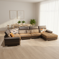 VONLIVA Ensemble de canapés modulaires de style moderne, mobilier de salon en cuir écologique et chenille, canapé-lit nordique, usine de meubles