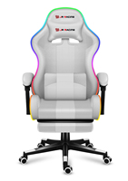 Silla de Juego de Cuero Estilo Racing con LED RGB, Diseño Ergonómico, Estilo Moderno, Altura Ajustable y Reposapiés para PC
