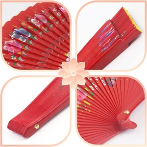 Éventail pliant vintage espagnol FAREA pour femmes, éventail à main en bois peint de fleurs des deux côtés, style bohème, pour la danse, la décoration de festival et comme cadeau - Product Image 2