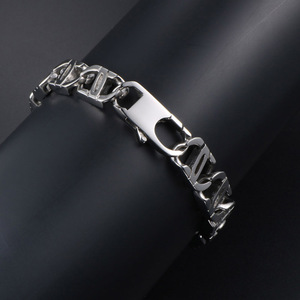 Pulsera de acero de titanio de 21 cm con eslabones de cadena para hombre y mujer, joyería para parejas CE441 - Product Image 4