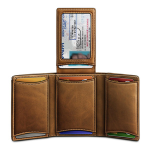 Retro Oil Waxed Leather <b>Wallet</b> <b>Men</b> Vertical Square <b>RFID</b> Blocking Multi Card Slot Large Capacity Everyday Use - Product Image 1