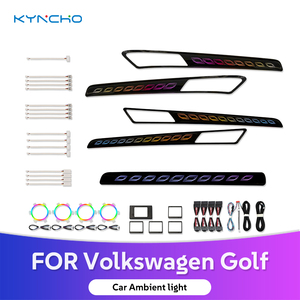KYNCHO pour VW Golf 7, éclairage ambiant avec 64 couleurs <span class=keywords><strong>LED</strong></span>, éclairage ambiant automobile <span class=keywords><strong>12V</strong></span>, éclairage intérieur de voiture Bluetooth - Product Image 1