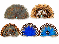 Accessoire de chapeau en plumes naturelles pour casquettes de camionneur, patch en plumes de cowboy western, décoration en éventail, vente en gros