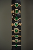H & F cincin berlian zamrud alami asli kustom Vintage 18k 14k 9k cincin berlian zamrud emas asli grosir