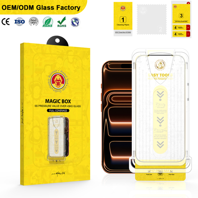 (New Product)  Magic Box Screen Protector Kit Tempered Glass Screen Protector for iPhone Series - Installation Tools-HD Clear