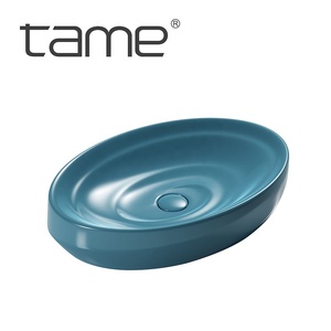 TAME PZ6561-P7 nouvelle forme de bateau élégante couleur bleue céramique salle de bain <span class=keywords><strong>WC</strong></span> comptoir lavabo à <span class=keywords><strong>main</strong></span> évier - Product Image 6