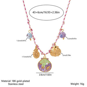 Summer Fashion Pendant Necklaces 316L Stainless Steel Jewelry 14k 18k Pvd Gold Plated Colorful Hawaiian <b>Rope</b> Necklace for Women - Product Image 6