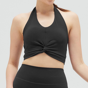Conjunto de sujetador deportivo con espalda cruzada y almohadillas extraíbles, top de yoga con espalda en Y y leggings de yoga de cintura alta sin costura frontal - Product Image 1