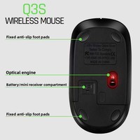 Souris optique ergonomique sans fil Deiog Q3S USB à 3 boutons programmables – Alimentée par piles, sans rétroéclairage, pour bureau et ordinateur de bureau