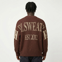 Maßgefertigter Bedruckter Buchstaben-Pullover Herren Strickwaren OEM Baumwoll-Strickpullover Rundhals-Pullover Übergroßer Streetwear Maßgefertigter Strickpullover für Männer