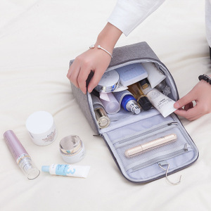 Korea Style <b>Cosmetic</b> <b>Bag</b> <b>Large</b> Capacity Zipper Closure Textile Travel Makeup Organizer With Soft Handle - Product Image 4