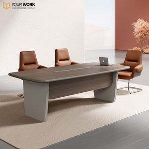 Mesa de conferencia de oficina rectangular de lujo grande y moderna, diseño de madera con escritorio de <span class=keywords><strong>trabajo</strong></span> largo para sala de reuniones de Hotel y escuela - Product Image 3