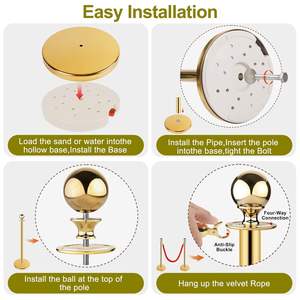 เสารอคิวทำจากโลหะทำจากสแตนเลสมีเสาควบคุมเสาเชือกแบบตั้ง - Product Image 4