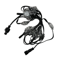 Modul LED RGB Addressable WS2818 20 Piksel/String 30mm 12V IP68 dengan Penutup Transparan Pipih, Kabel Hitam, 0.72W/Piksel, Jarak Antar Piksel 10cm-30cm