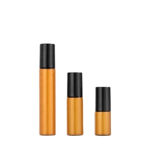 Cosmetic Packaging 5ml Amber Glass Oil Roll on <b>Bottles</b> 10ml Essential Oil Roller <b>Bottle</b> - Product Image 1