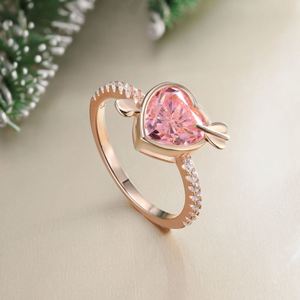 Bijoux Dylam, meilleurs cadeaux pour Noël, la Saint-Valentin, bague d'éternité en argent S925 plaqué or rose, cœur d'amour, zircon 5A - Product Image 5