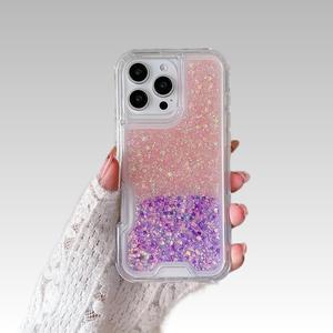 Coque Souple TPU Luxe 3-en-1 Scintillante avec Protection Caméra Intégrée pour <span class=keywords><strong>iPhone</strong></span> 17/16 Pro Max 15 14 13 - Product Image 1