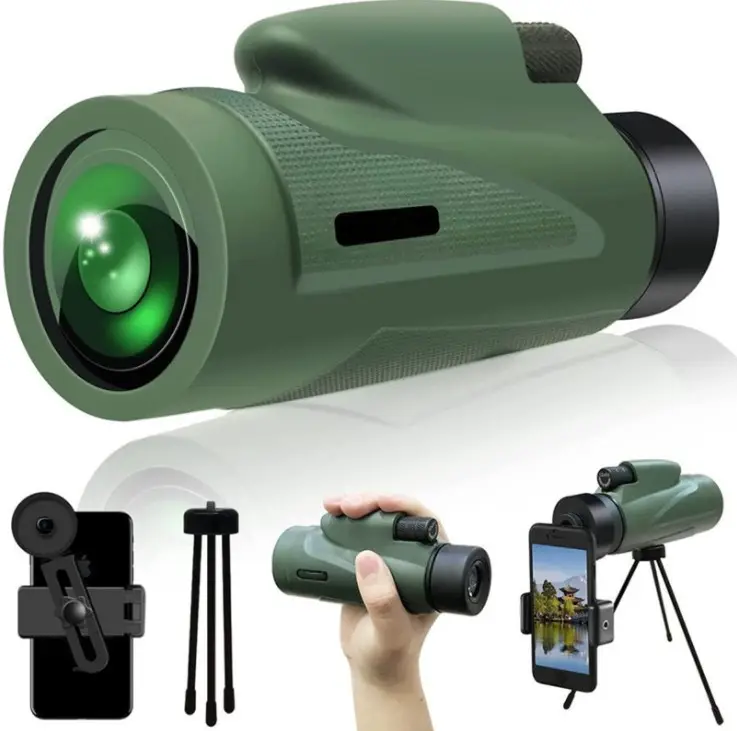 グリーン単眼12x50ハイパワーHD新しいビッグ接眼レンズライフ防水望遠鏡