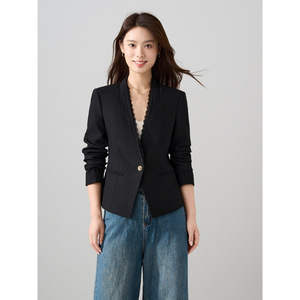 Women's <b>White</b> Blazer <b>Lace</b> Trim Long Sleeve Slim Fit Suit Autumn 2025 Style YY25616 - Product Image 4