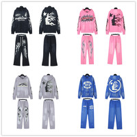 Ensemble sweat à capuche et pantalon unisexe en coton style denim délavé à motif lettres, collection automne 2026, pour le commerce transfrontalier