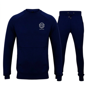 Ensemble de survêtement bleu marine pour homme, sweat-shirt à col rond à manches longues, pantalon de jogging à cordon de serrage, tenue décontractée - Product Image 6