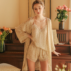 Sexy Condole cintura <span class=keywords><strong>pigiama</strong></span> vestito <span class=keywords><strong>donna</strong></span> tre pezzi vestito di seta a maniche lunghe <span class=keywords><strong>vestaglia</strong></span> vestiti per la casa - Product Image 3