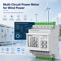 Analyseur de qualité d'énergie multi-circuits pour énergie éolienne, Classe 0.5, 333mV, 80mA, Modbus RTU, Harmoniques 31, Triphasé, Rail DIN, Écran LCD
