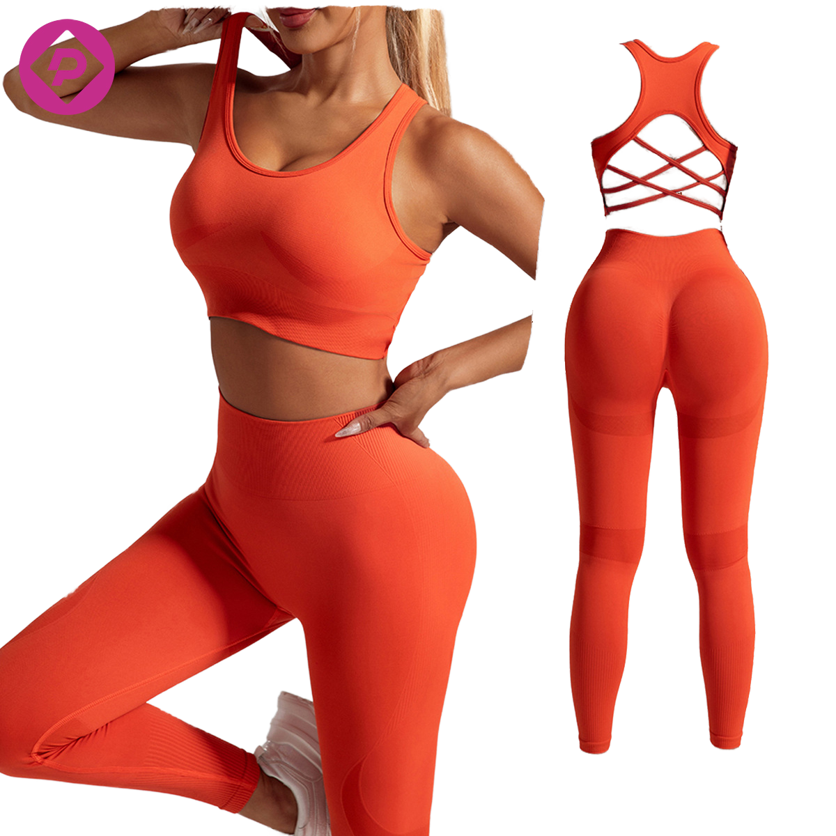 Women's Lightweight Quick-Drying High Support Seamless Fitness Yoga Outfit Shockproof Vest Bra Elastic Waist Breathable Workout