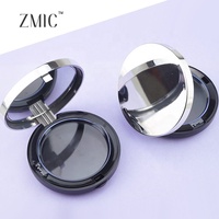 Boîtier vide pour poudre compacte 59 mm avec couvercle argenté, palette de maquillage double couche, palette ronde en plastique pour blush et contour