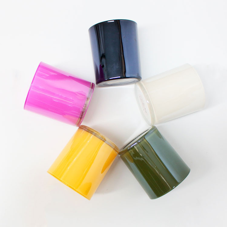 Wholesale glossy custom designed multi-colour glass candle jar for candle making