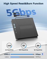 Nueva Unidad Óptica Externa USB Multifuncional 7 en 1, Grabadora de Blu-ray y DVD Portátil, Compatible con Computadoras de Escritorio y Portátiles